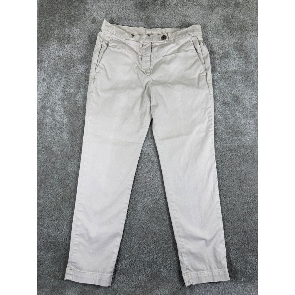 Brunello Cucinelli Tan Stretch Coton Trouser Made in Italy Women Size 6 US 42 IT